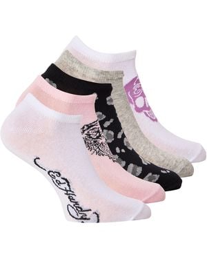 Ed Hardy 5 Pack Tamri Trainer-Liner Socks - Multicolour