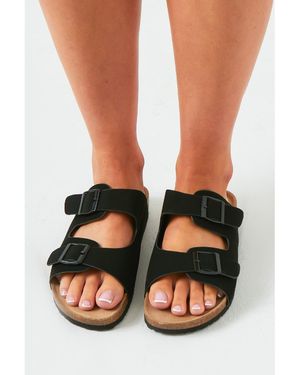 Missy Empire Croc Effect Sandals - Black