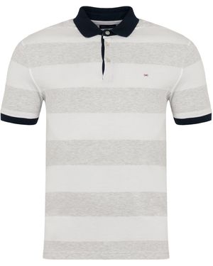 Eden Park Striped Short-Sleeved Polo Shirt - White