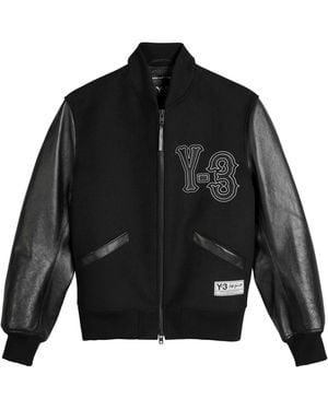 Y-3 Leather Collegiate Jacket - Black