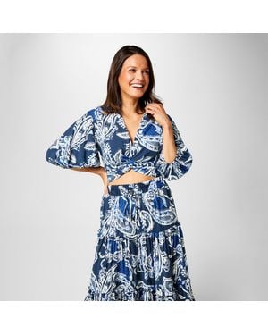 Biba Cropped Blouse - Blue