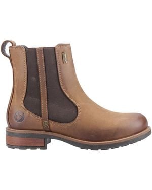 Cotswold Notgrove Leather Flat Ankle Boots - Brown