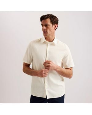 Ted Baker Short-Sleeve Plain Shirt - Natural