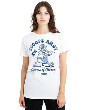 Stranger Things Scoops Ahoy Retro Ladies T Shirt - Blue