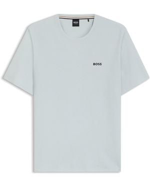 BOSS Bodywear Waffle T-Shirt With Structured Design - Blue
