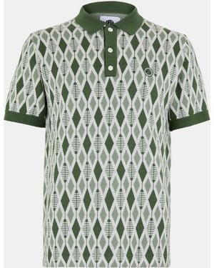 Pretty Green Roxy Knitted Short-Sleeve Polo Shirt - Green