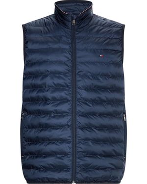 Tommy Hilfiger Duck Down Sleeveless Funnel Neck Zip Short Puffer Jacket - Blue