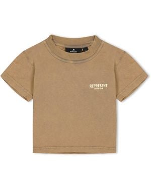 Represent Rep Mini Oc T-Shirt, Branding Logo - Natural