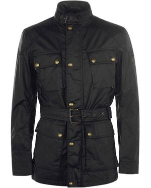 Belstaff Trialmaster Water And Wind Resistant Waxed Cotton Long Sleeve Wax Jacket - Black