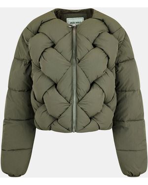Jack Wills Interwoven Quilted Short Puffer Jacket - Green