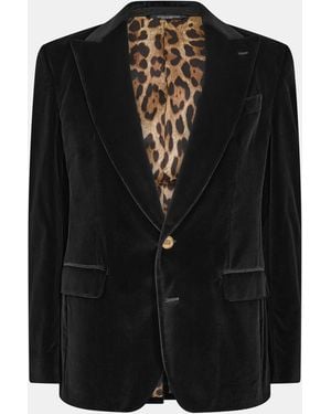 Dolce & Gabbana Velvet Tailored Blazer - Black