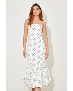 Odd Muse Ultimate Muse Strapless Peplum Hem Midi Dress - White