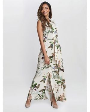 Gina Bacconi Ariel Long Sleeveless Shirt Dress - White