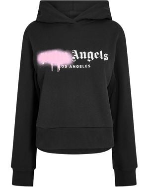 Palm Angels Over The Head Cropped Hoodie - Black
