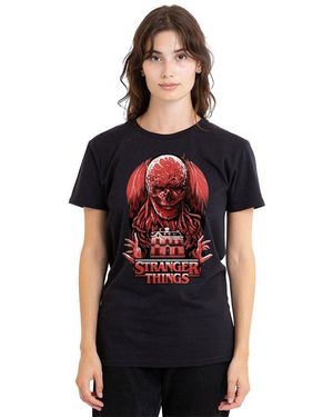 Stranger Things Vecna Horror Ladies T Shirt - Black