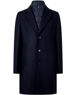 BOSS Hyde Bib Wool Slim-Fit Overcoat - Blue
