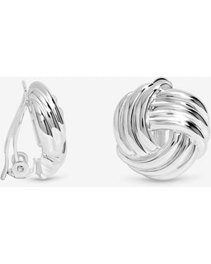 Jon Richard Plated Knot Stud Clip Earrings - Metallic
