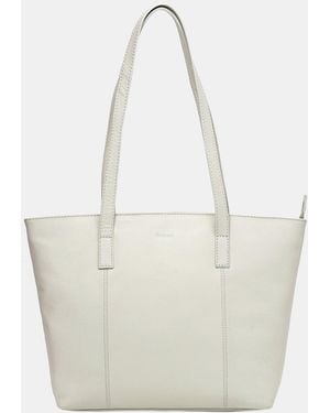 Firetrap Work Leather Zip Tote Bag - White
