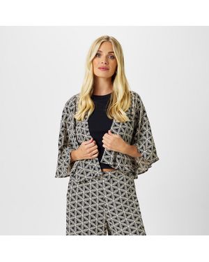 Biba Archive Kimono Viscose Cropped Batwing Overcoat - Grey