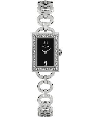 Rotary Ladies Cocktail Stone Set Ss Bracelet Watch - Metallic