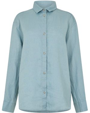 Timberland Linen Long Sleeve Shirt - Blue