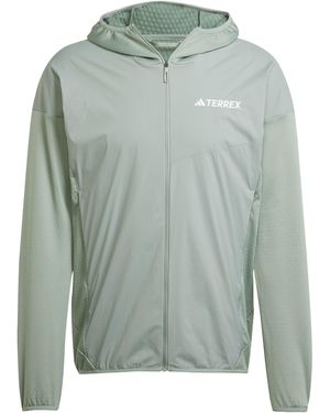 adidas Terrex Xperior Climawarm+ Wind Light Fleece Hooded Jacket - Green