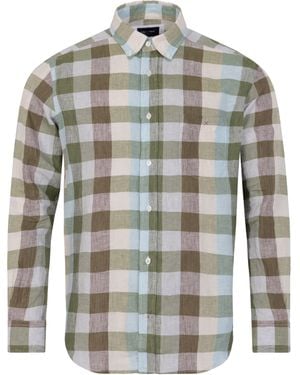 Eden Park Checked Linen Shirt - Grey