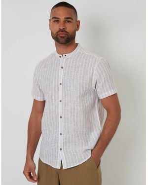 Threadbare Papa Short-Sleeve Patterned Shirt - White
