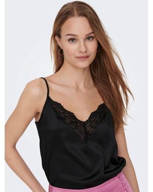 ONLY Victoria Lace Woven Cami Vest - Black