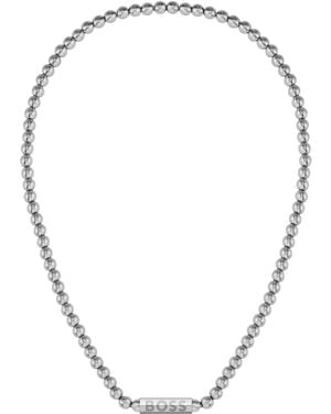 BOSS Sphere Metal Necklace, Stainless Steel With Magnetic Closure - Metallic