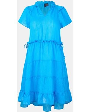 Vero Moda Luca Frill Mini Dress - Blue