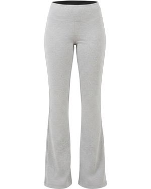 Brave Soul Bs Fiitted Yoga Trousers With Flared Hem - Grey