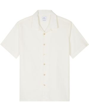 Paul Smith Seersucker Short Sleeve Plain Shirt - White