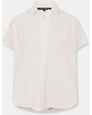 French Connection Embroidered Short-Sleeve Blouse - White