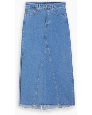 Levi's Long Slit Denim Skirt - Blue
