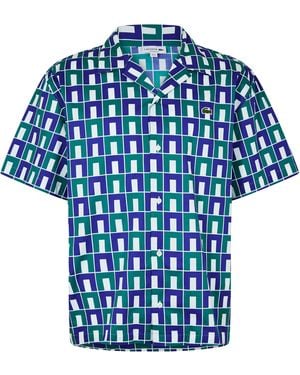 Lacoste Short Sleeved Monogram Print Shirt - Blue