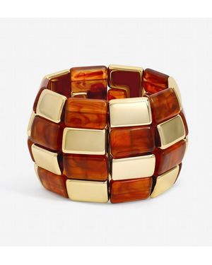 Mood Plated And Resin Statement Stretch Bracelet - Brown