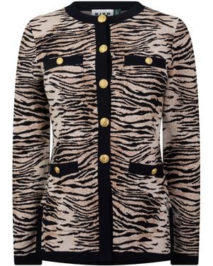 RIXO London Raylene Crew-Neck Fine Knit Cardigan - Black