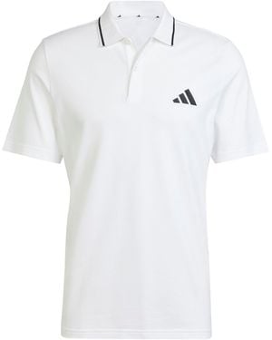 adidas Essentials Cotton 3-Stripes Polo Shirt - White