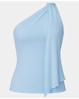 I Saw It First One Shoulder Drape Top - Blue