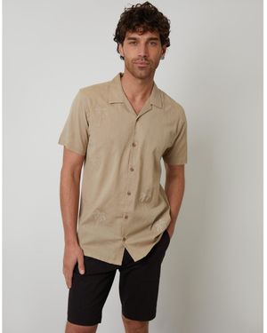 Threadbare Short-Sleeve Bowling Shirt - Natural