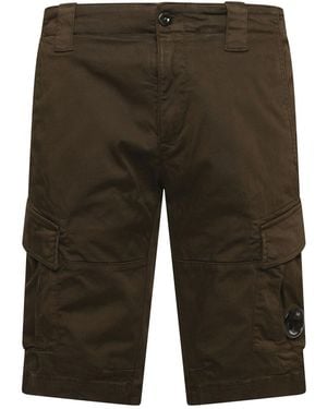 C.P. Company Sateen Stretch Cargo Shorts - Green