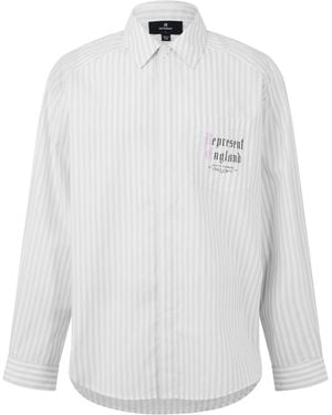 Represent Pinstripe Long Sleeve Patterned Shirt - White