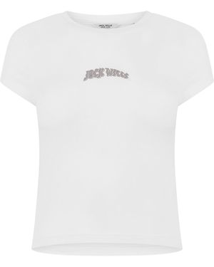 Jack Wills Jw Graphic Cap Sleeve Crop Top - White