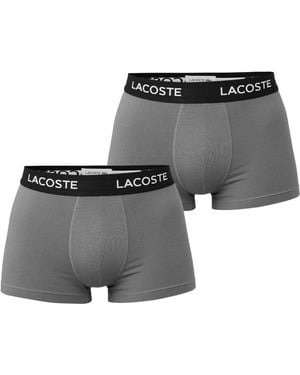 Lacoste Cotton 2 Pack Trunks - Grey