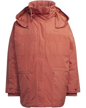 adidas Originals Hooded Mid-Length Long Sleeve Parka - Red