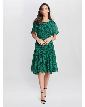 Gina Bacconi Annette Chiffon Jersey Dress - Green