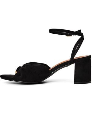 Where's That From Where's Block Heel Ruched Buckle Sandal - Black