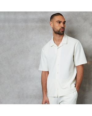 Threadbare Embley Textured Revere Collar Short Sleeve Shirt - White