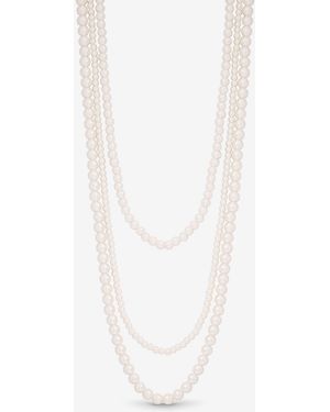 Mood Pearl Multi Row Statement Long Necklace - White
